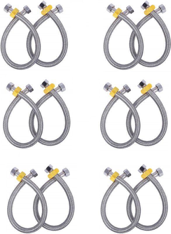 Prestige Stainless Steel 304 GRD Connection Pipe 24 inch Premium Quality (Set of 12) for Geyser,Wash basin,Bathroom (Multi purpose) Hose Connector