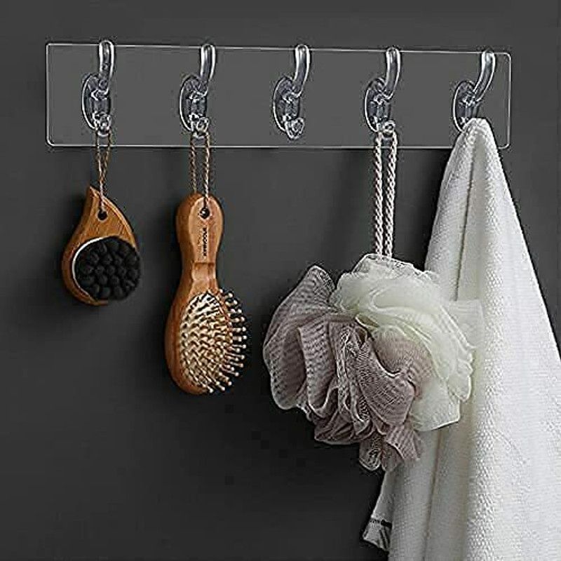 PALRITA CREATION Adhesive Sticker Multi-Purpose 6 Hook for hanging strong Hook Rail 6  (Pack of 6)