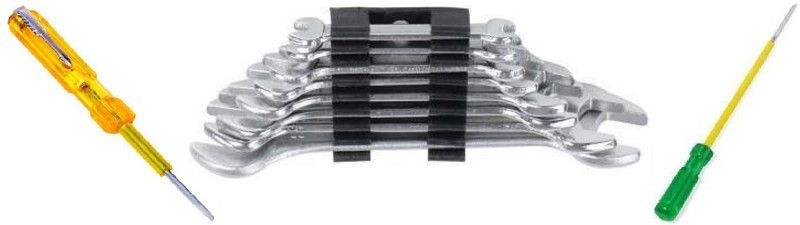 Airfit wrench set 8pcs double sided With long screwdriver & tester Hand Tool Kit  (10 Tools)