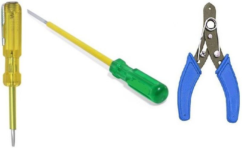 vyas Long Handle Screwdriver Set With Wire Cutter & Stripper & Analog Voltage Tester ( Pack of 3) Hand Tool Kit  (3 Tools)