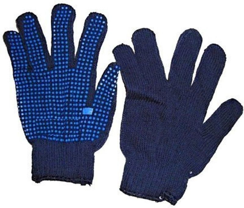 Giggle Biz Dotted Cotton Knitted Garden Multipurpose Glove 1 pair BLUE Gardening Shoulder Glove
