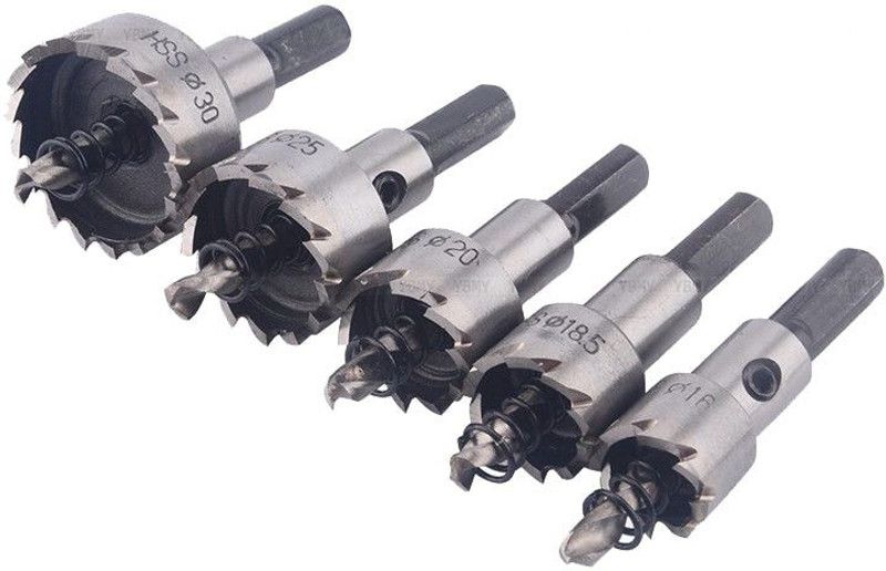 A&S TOOLSHOP HSS Drill Bit Hole Saw Set Stainless Steel Metal Alloy Punch Hole Woodworking Tools HSS Drill Bit Hole Saw Set Stainless Steel Metal Alloy Punch Hole Woodworking Tools Rotary Bit Set  (5 Bits)