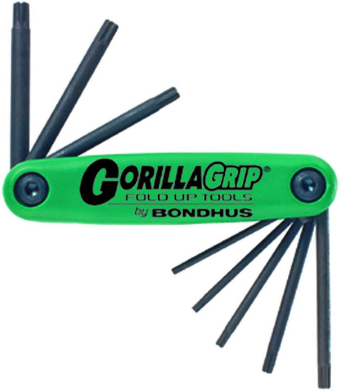 BONDHUS 12636 Set 7 Tamper Resistant Torx Tip GorillaGrip Fold-up Tools TR7-TR25 Allen Key Set