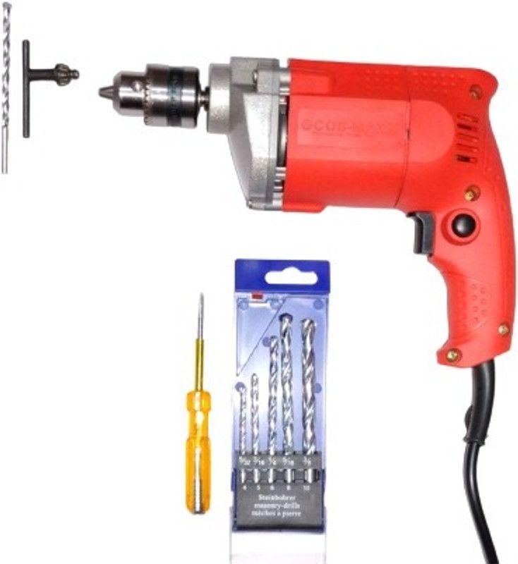 Flymoon 10mm Electric Drill Machine with 5 Pcs & 1 Pc Masonry Drill Bits $ tester Pistol Grip Drill  (10 mm Chuck Size)