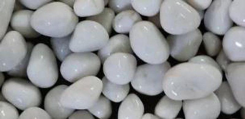 MOHAMMADSOHEL White Pebble_1 Regular Round Marble Pebbles  (White 500 g)