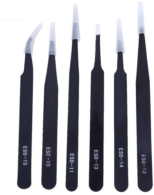 DIY Crafts DIY Crafts®6Pcs ESD Anti-Static Stainless Steel Tweezer Set Tweezers Maintenanch DIY Crafts®6Pcs ESD Anti-Static Stainless Steel Tweezer Set Tweezers Maintenanch