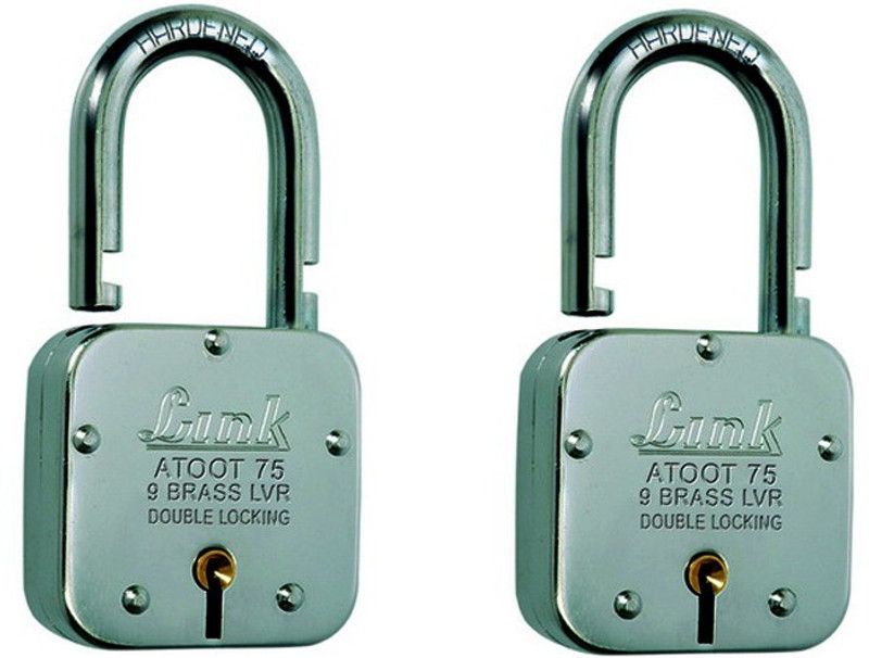 Link ATOOT SQUARE LOCK 75MM PACK OF 2 Padlock  (Silver)
