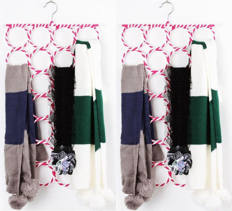 KitchenFest (Pack of 2) 28 Ring Multi-Use Space Saving Hanger for Scarf, Tie, Belt, Shawl etc Scarf Organizer