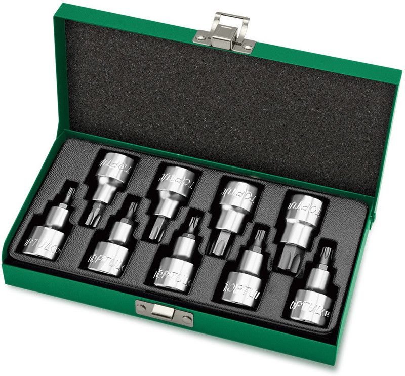 Toptul 9PCS 1/2"DR. Star Bit Socket Set Socket Set  (Pack of 9)