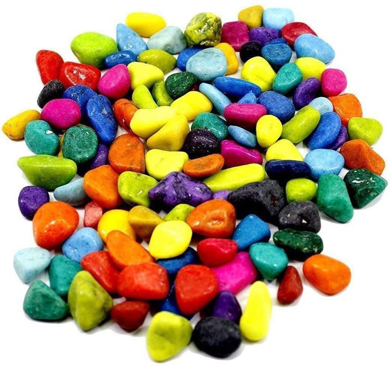 OPZET INDIA Multi-Color Decorative Stone for Garden/Lawn/Aquarium Decoration (One Kg) Polished Asymmetrical Marble Pebbles  (Multicolor 1 kg)