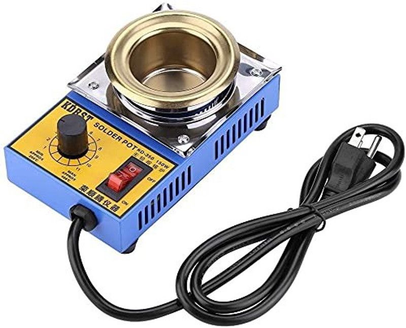 S Traders Solder Pot Soldering Desoldering Bath Tin Melting Plate Electric 150 W 150 W Temperature Controlled  (Round Tip)