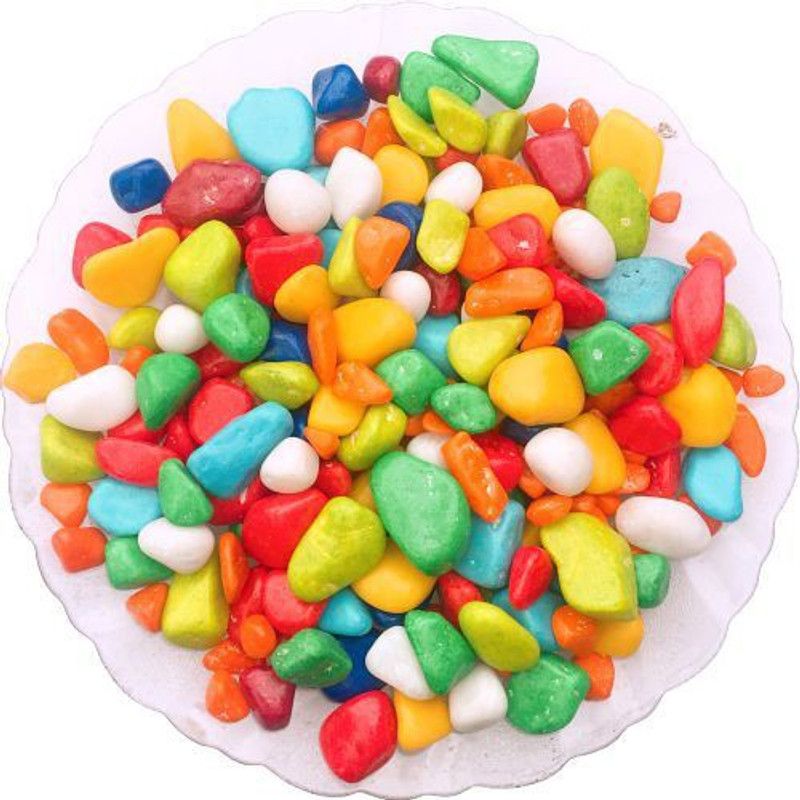 Nature's Wonder Colored Marble Pebbles for Home Décor, Art & Craft, Aquarium, Vase filler and Plant Pots ( 1 kg ) Painted, Polished Asymmetrical Marble Pebbles  (Multicolor 1 kg)