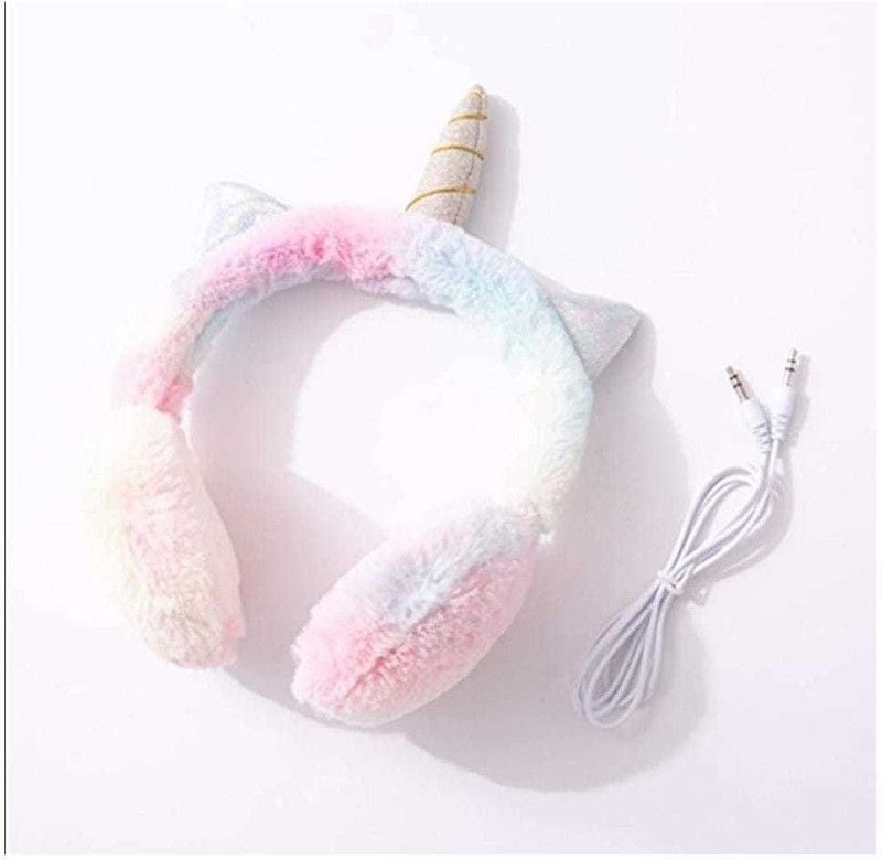 VD TOY'S Unicorn Soft Fur Headphones for Girls Wired 3.5mm Jack with Mic Wired Headset (Multicolor, PINK On the Ear)06 Ear Muff  (Pack of 1)