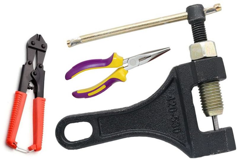 Digital Craft Combo of 3 Items Bicycle Chain Pin Remover Bike Link Breaker Splitter MTB Cycle Repair Tool Bicycle Chain Puller Link Extractor Cycling Repair with Nose Plier & Bolt Cutter Single Sided Speciality  (Pack of 3)
