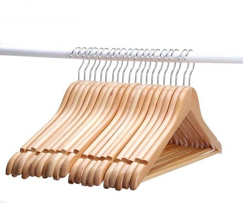 Buyplus WOODEN HANGER Wooden Dress Pack of 6 Hangers For Dress  (Brown)