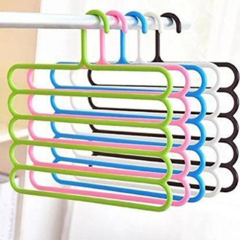 Bestway Multi Purpose Hanger - Tie Hanger - 5 Layer - Pack of 5 Plastic Trousers Pack of 5 Hangers For Trousers  (Multicolor)