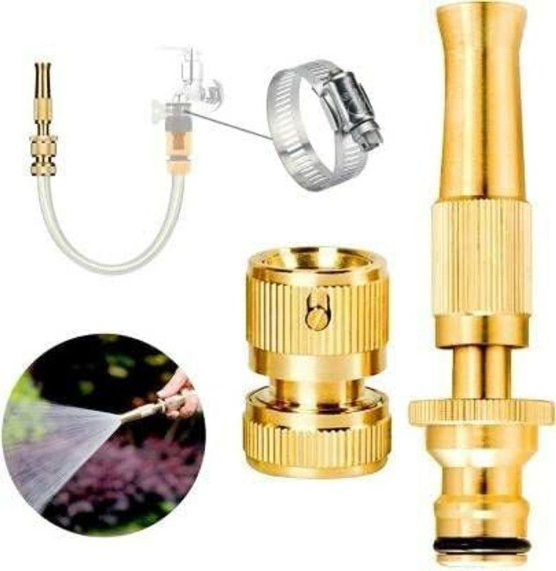 VARNIRAJ IMPORT & EXPORT Brass Nozzle Water Spray Gun Hose Nozzles Pipe with Clamp Hose Connector Hose Connector