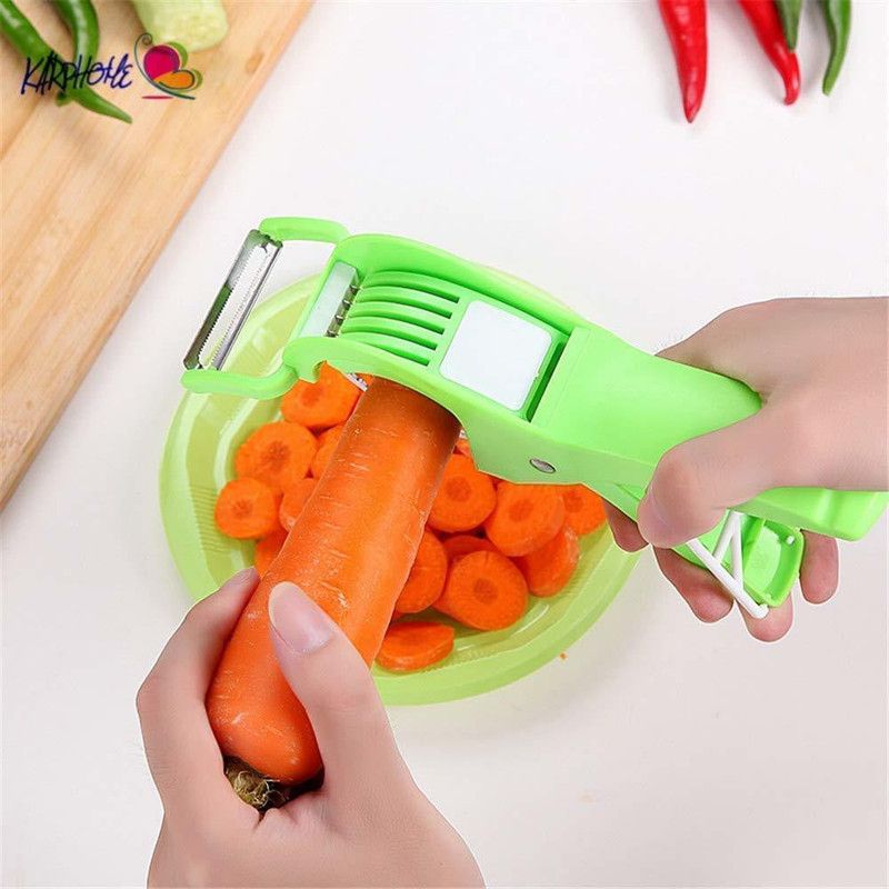 DPCOLLECTIONS Plastic 2 in 1 Vegetable & Fruit Multi Cutter & Peeler,Veg Cutter Sharp Stainless Steel 5 Blade Vegetable Cutter with Peeler Metal Cutter
