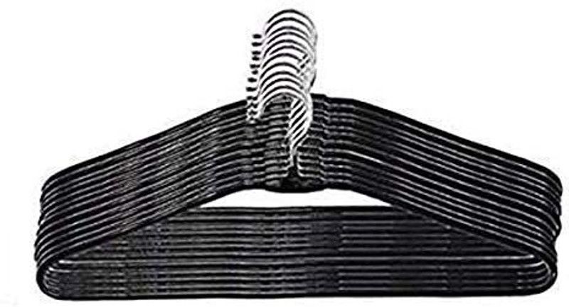 Country hub Steel Hangers Black, Metal Clothes Hanger with Plastic Coating Set of 20 (Black) Steel Shirt Pack of 20 Hangers For Shirt  (Black)