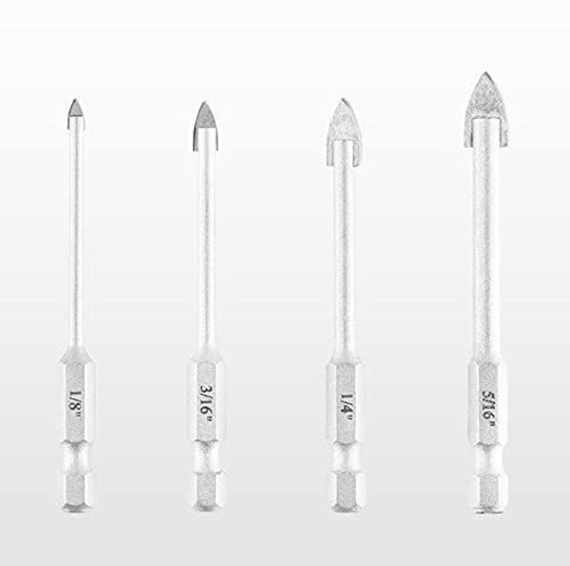 kts12 4 Piece Glass Tile Drill Bits Set T Tipped Spear Head Ceramic Tile Marble Mirror Drill B