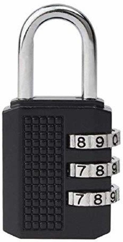Hyderon Painted Metal Luggage 3 Digit Pad Lock ( Black) Combination Lock  (Black)