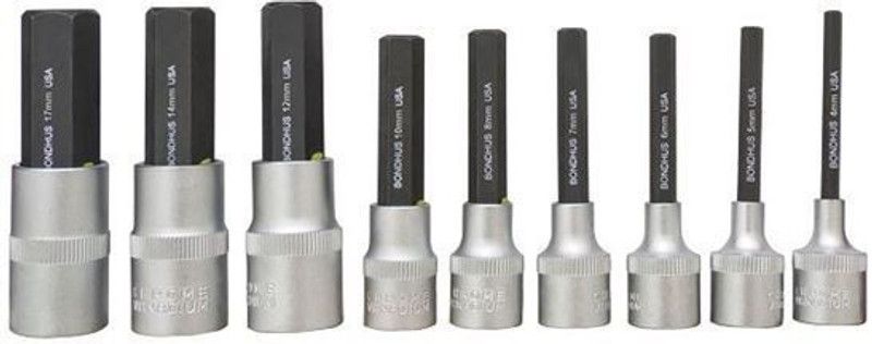 BONDHUS 43298 Set 9 ProHold Hex Bits 2" (4-17mm) w/Sockets in Clamshell Screwdriver Bit Set  (Pack of 1)