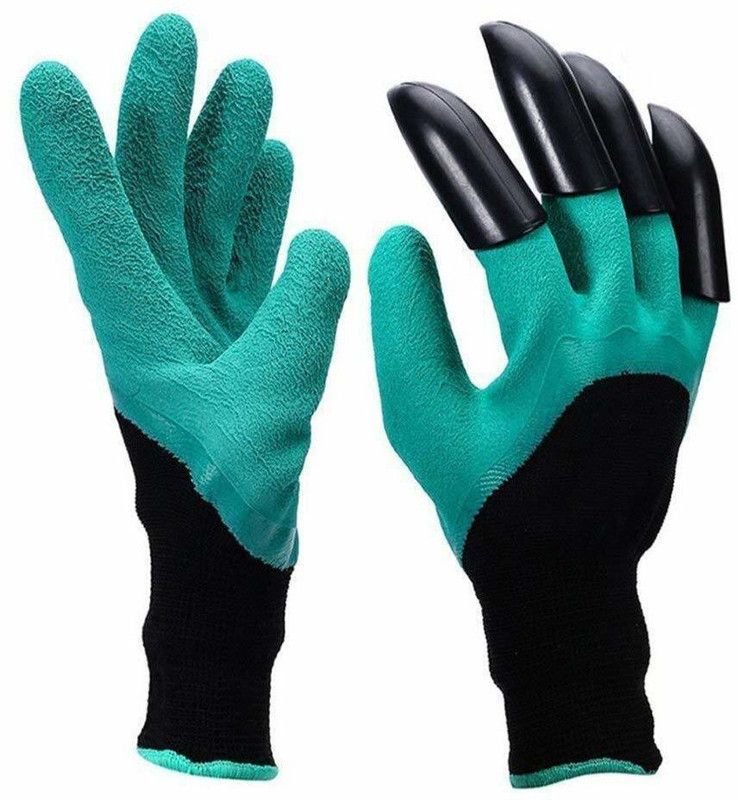 VibeX Unisex Plastic, Polyester Garden Gloves with Claws for Digging & Planting-X43 Gardening Shoulder Glove