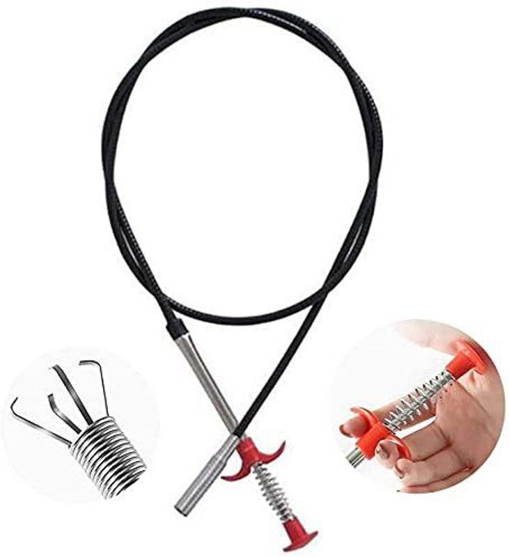 Honbon Drain Pipe Cleaning Spring Stick, Hair Catching Drain Pipe Cleaning Claw Wire, Sink Cleaning Stick Sewer Sink Tub Dredge Remover, Spring Drain Pipe Basin Cleaner Tool (160 cm) Pack of 1 Multi-purpose Plunger