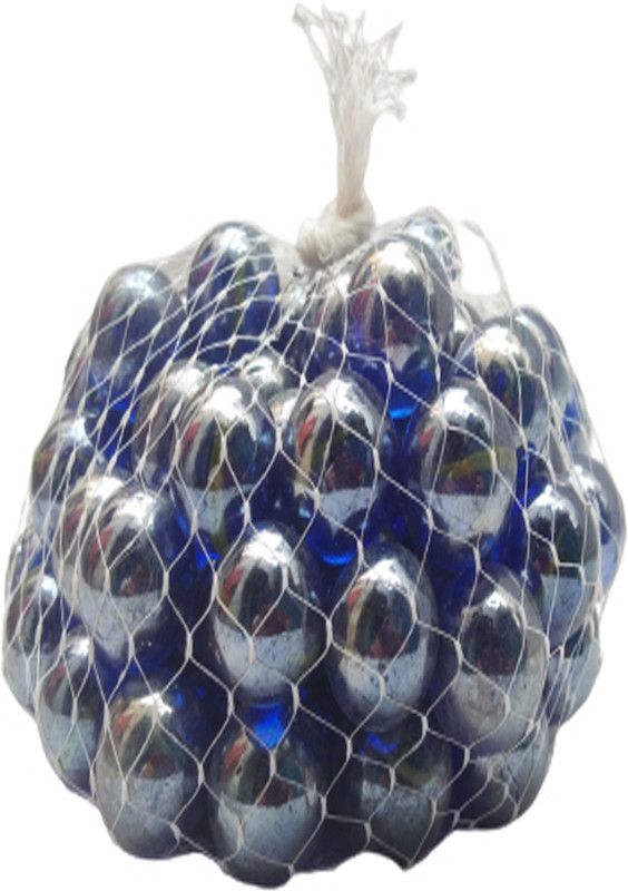 90_Pcs Kanche Dark Blue OR Blue Kanche_90 Pieces Regular Round Fire Glass Pebbles  (Blue 90 Pieces)