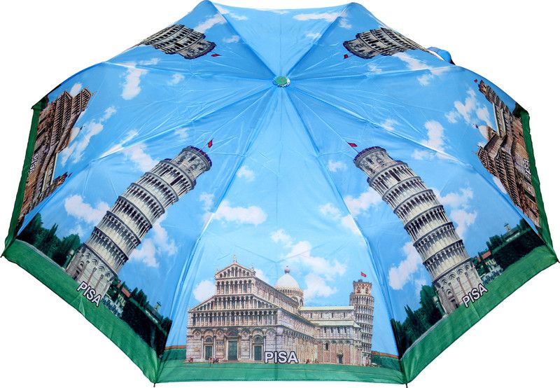 FabSeasons Pisa Printed 3 fold Umbrella for all Seasons Umbrella  (Blue)