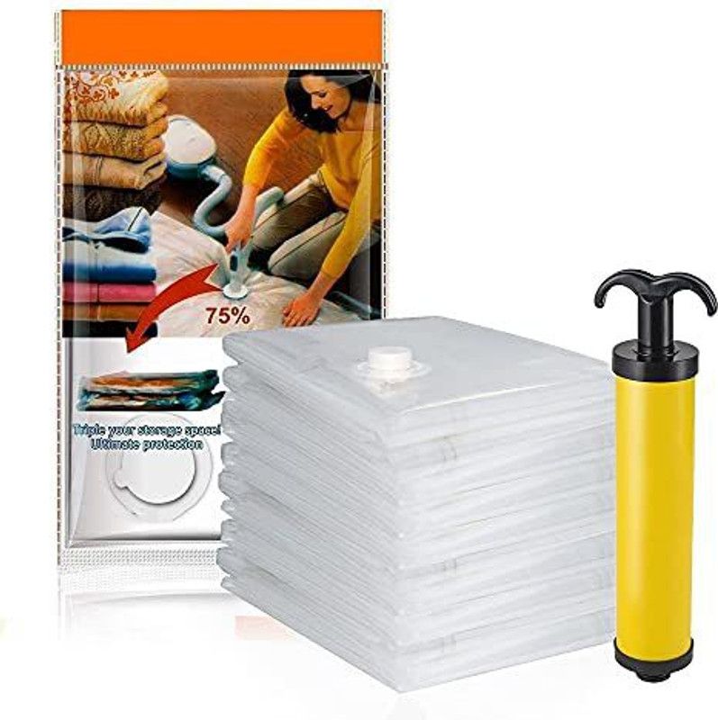 Hyderon Vacuum Storage Reusable Ziplock Space Saver Bags with Pump(Pack of 3){1M(50x60)+1L(60x80)+1XL(80x110)} Compression Bags with Pump for Home and Travel Travel Storage Vacuum Bags  (Pack of 3)