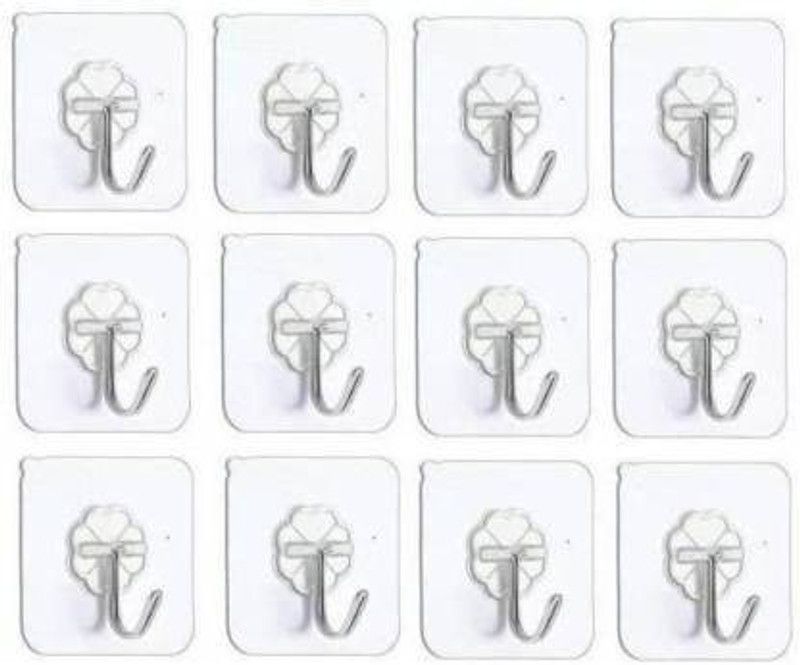 Khanakd Self Adhesive Hooks Hanger Wall Stick Hook (Pack of 12) Hook (Pack of 12) Hook 10  (Pack of 12)