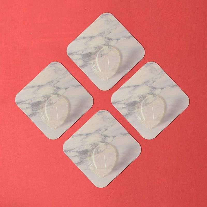 SKIP CREATION Magic Sticker Series Self Adhesive Hooks, Heavy Duty Hook 4  (Pack of 4)