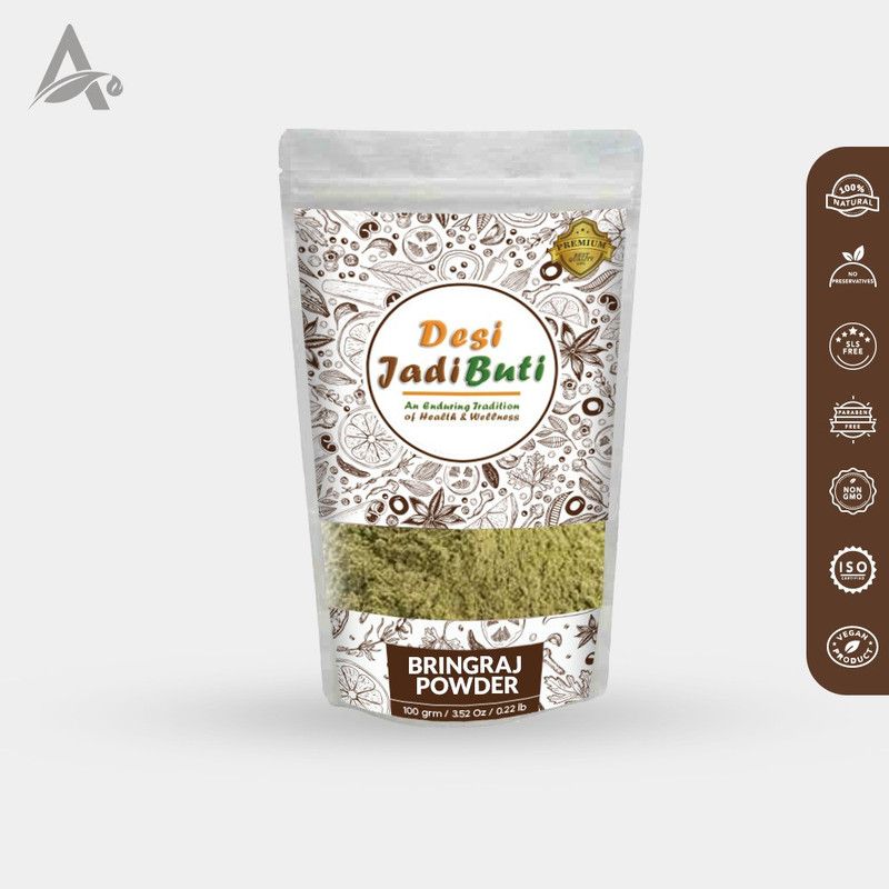 Desi Jadi Buti Bhringraj Powder – Bhringraj Patta Powder – Bhangra Leaf Powder Seed  (100 g)