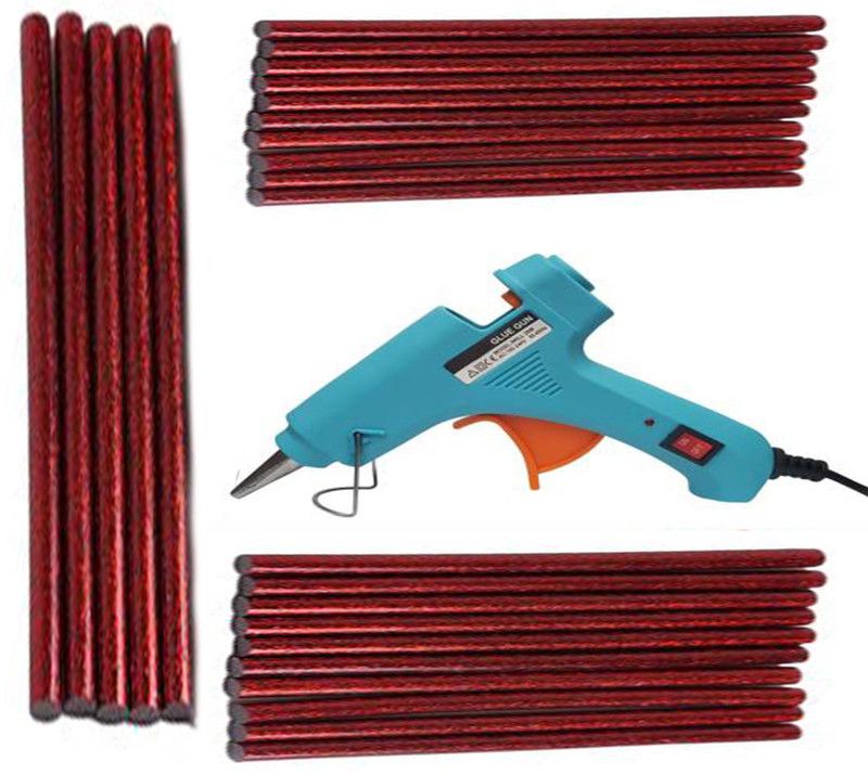 glun iwill Glue gun with 25 red glitter stick (leak proof) Standard Temperature Corded Glue Gun  (7 mm)