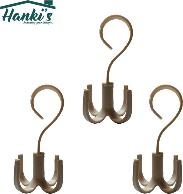 Hanki's Multipurpose Quad Hook Hanger Plastic Scarf Pack of 3 Hangers For Scarf  (Beige)