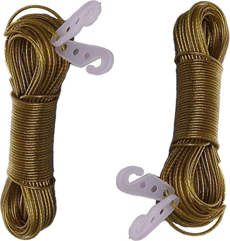 Mannat Cloth Drying Steel Rope 2pc Unbreakable 20m Wire For Balcony Home Terrace Garden Steel Retractable Clothesline  (20 m)