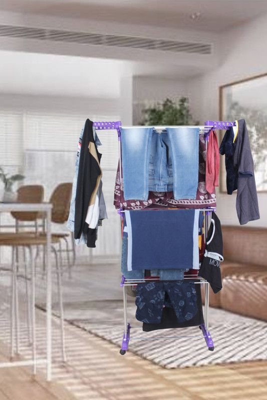 Unizone Steel, Aluminium, Plastic Floor Cloth Dryer Stand Stainless Steel T-CDS-4TIER-JB2SS-0102 - 12 Month Warranty  (3 Tier)