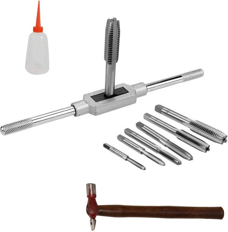 Digital Craft 8Pc Tap Set,200Grm Hammer,Hand Gloves,Cutting Oil Single Sided Speciality  (Pack of 1)