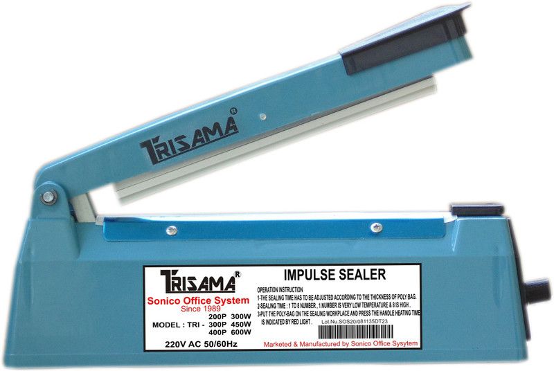 TRISAMA 200 MM (8 INCH) heat sealing /heat sealer/Packing/Impulse sealer machine, for plastic pouch & bag 8 inch, with 4 set Extra heat sealer kit, packing machine,electric heat sealer .Table Top Heat Sealer (200 mm) Hand Held Heat Sealer  (200 mm)