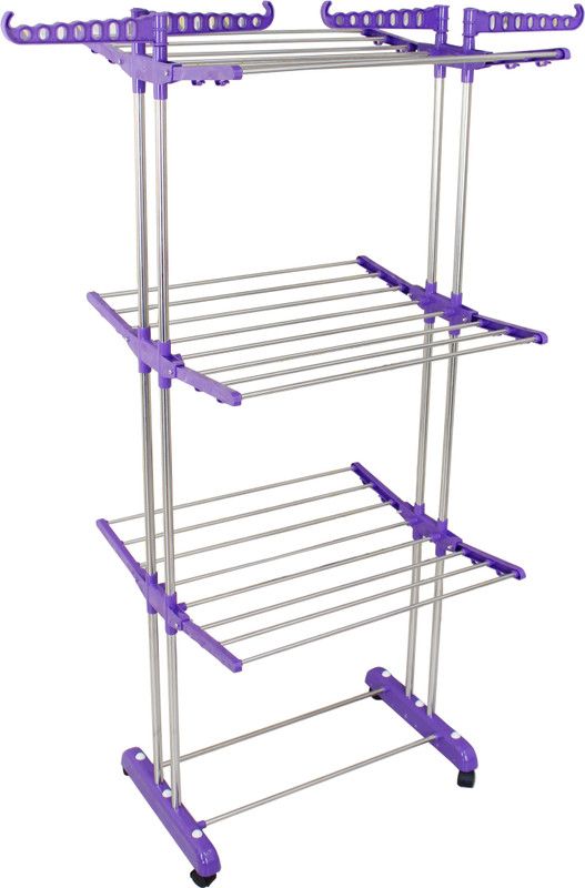 Unizone Steel, Aluminium, Plastic Floor Cloth Dryer Stand Stainless Steel UZN068 - 12 Month Warranty  (3 Tier)