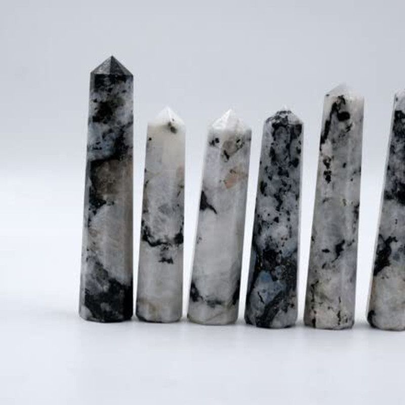 RadhikaGems Moonstone Energy Point | Moonstone Crystal Point | 120mm Large Crystal Energy Point | Healing Crystal | Meditation | Gift Energy Point Polished Angular Crystal Stone  (Multicolor 1 Pieces)