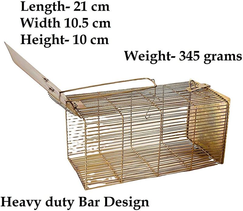 MITHO Rat Trap Cage Iron Gold Color BarsDesign Heavy Quality Medium ( 21 X 10 X 10 cm) Live Trap