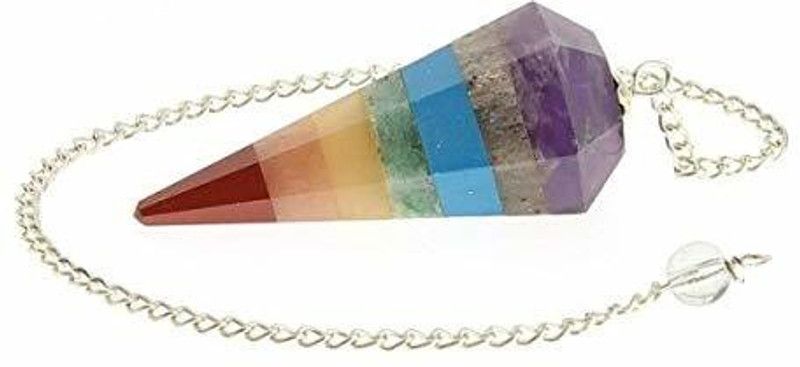 KESAR ZEMS Natural Seven Chakra Healing Crystal Reiki Dowsing Pendulum For Reiki, Healing,Meditation,Chakra Balancing-1 Regular Oval Rock Stone  (Multicolor 1 Pieces)