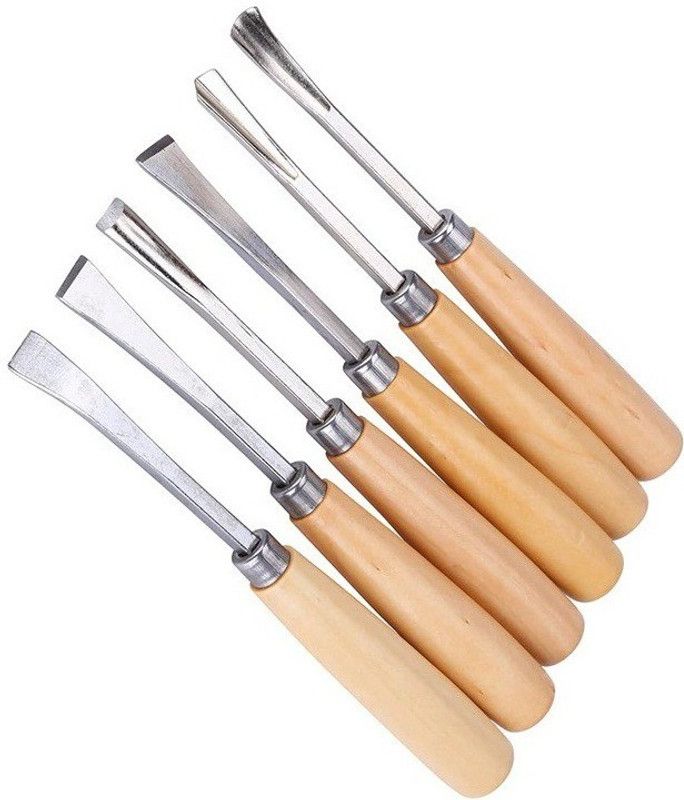 Inditools High Quality 6pc Wood Carving use for wood working Bevel Chisel Set  (Pack of 6)
