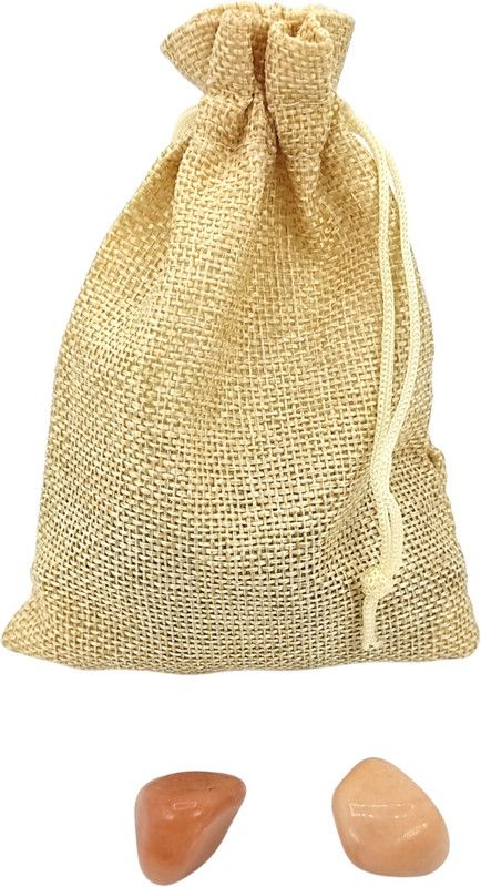Plus Value peach-moonstone-tumbled-50gm-jute-bag Regular Asymmetrical Crystal Pebbles  (Orange 50 g)