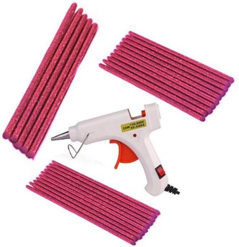 Eurospa White with 25 Pink Glitter Stick Standard Temperature Corded Glue Gun  (7 mm)