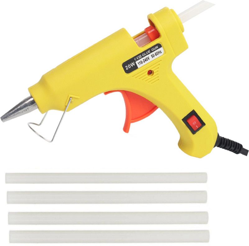 FADMAN YELLOW MINI 20 WATT HOT MELT GLUE GUN AND ON OFF SWITCH AND INDICATOR WITH ONLY 4 STICKS Standard Temperature Corded Glue Gun  (7 mm)