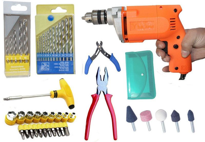 Digital Craft Powerful Yuri Brand Y110A 10Mm Powerful Drill Machine Combo Pistol Grip Drill  (10 mm Chuck Size)