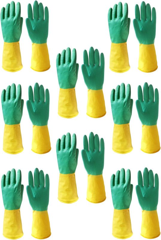 HM EVOTEK Garden Farming Home Kitchen Cleaning Safety Gardeing Glove Yellow-Green 8 Gardening Shoulder Glove